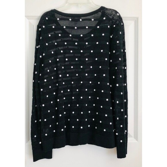 CHARTER CLUB Women's Sweater Cardigan size Medium Black Polka Dot Button Down - Picture 6 of 9